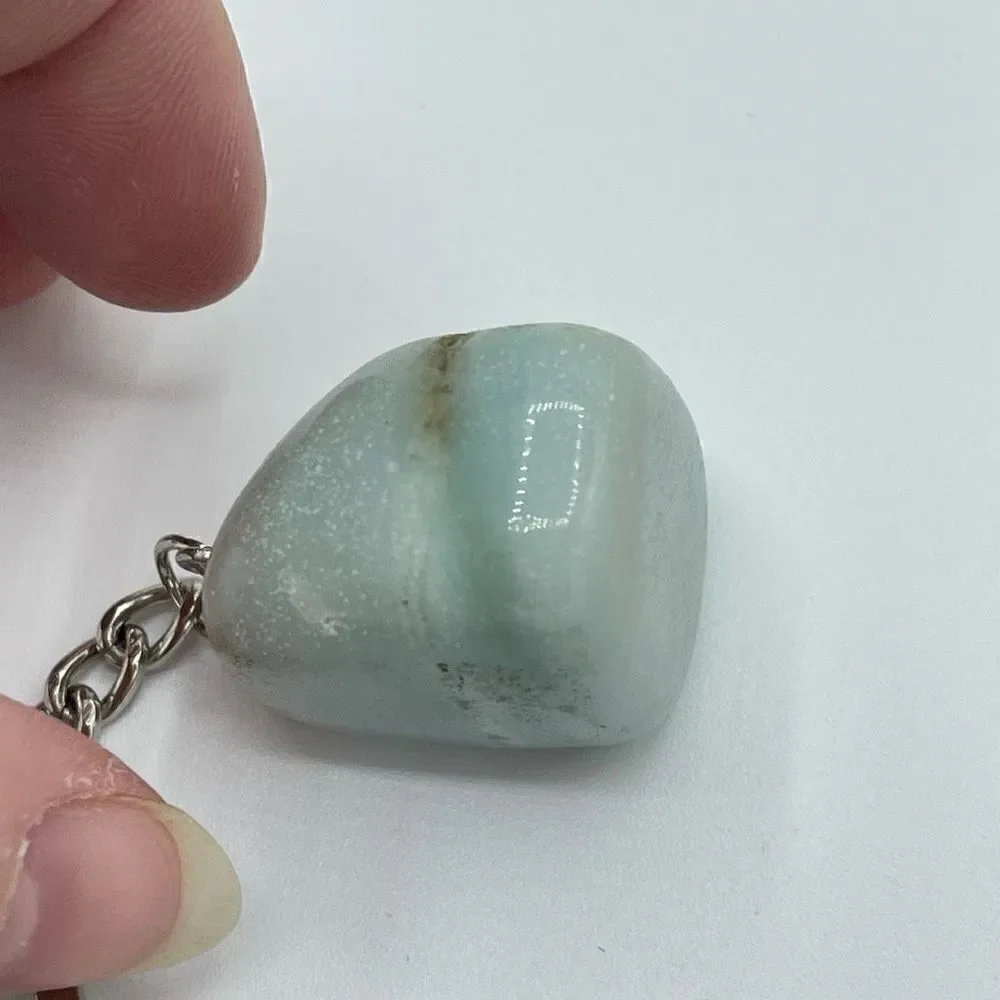 Amazonite tumble keychain key ring pendant chain NEW hand crafted luck fortune l